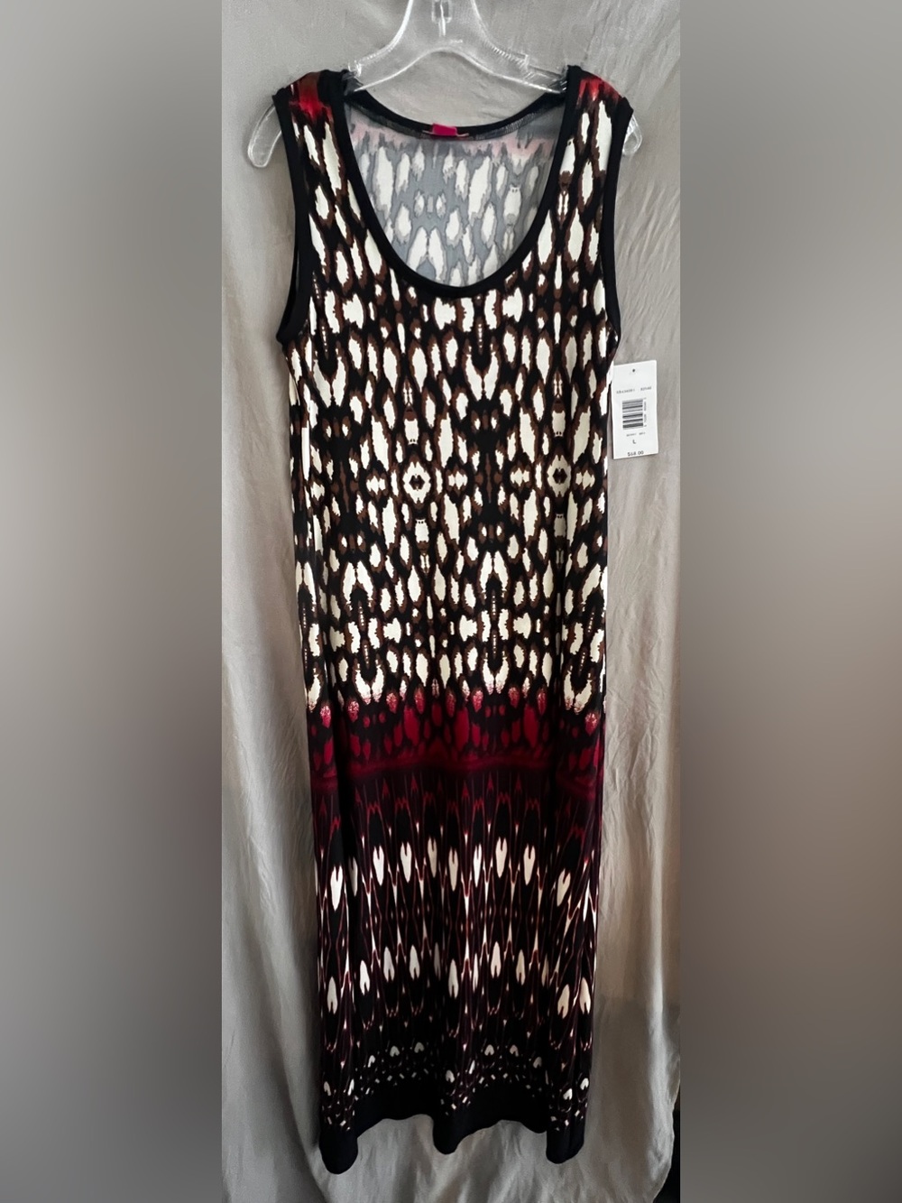 Sunny Leigh Black, White and Burgundy Patterned Maxi Dress